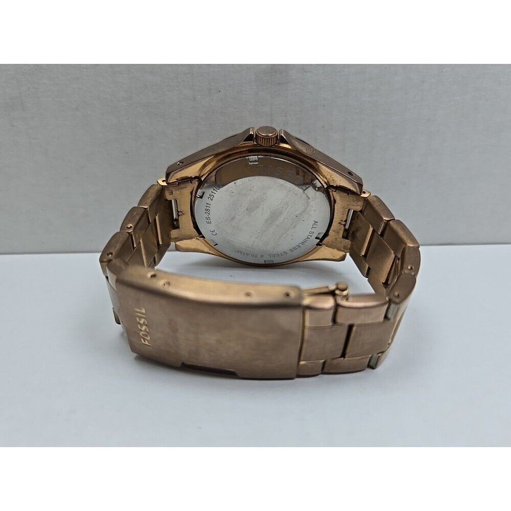 Fossil Riley ES2811 Women Rose Gold Crystal Multifunction Watch New Battery Sz-S - Picture 8 of 11